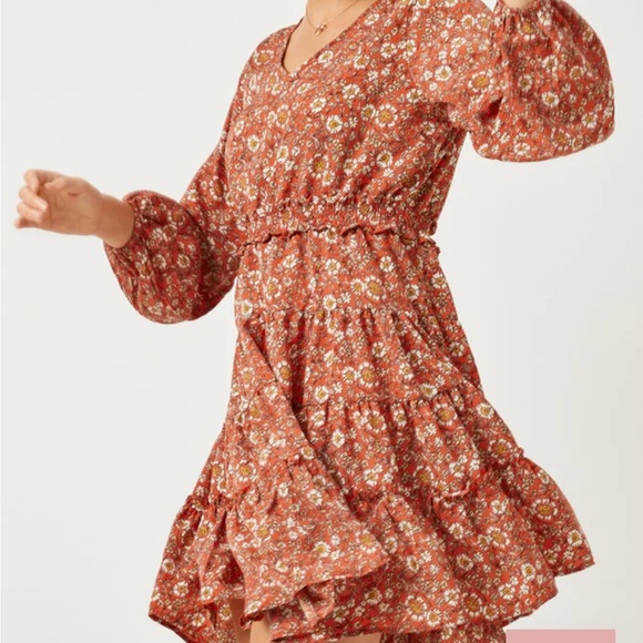 HAYDEN Plus Coral Smocked Elastic Waist Ruffle Tiered Dress…STORE RETURN - Picture 3 of 4